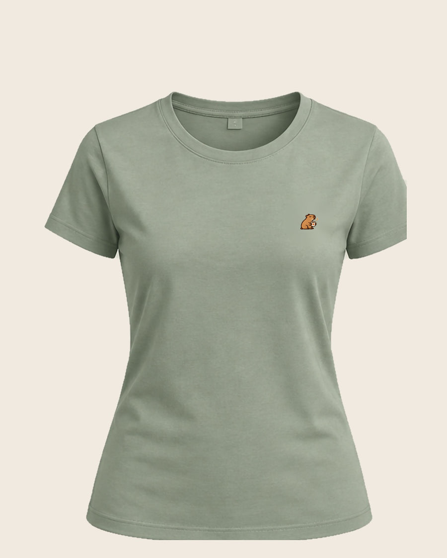 Coffeebara Damen-T-Shirt – Sage – Vorderansicht
