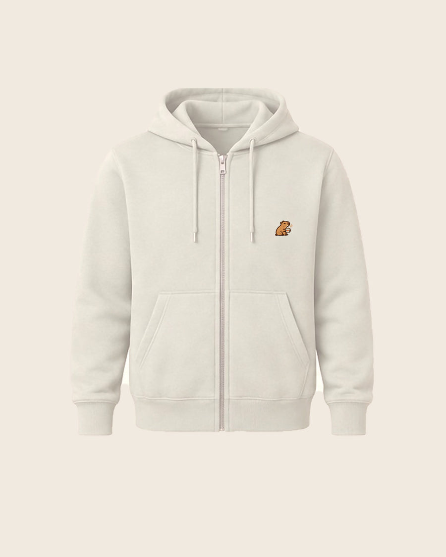 Coffeebara Sweatjacke – Off White – Vorderansicht