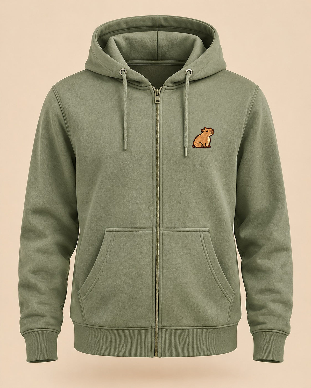 Mellowbara_classic – neutrales Produktbild der Sweatjacke mit kleiner Stickerei