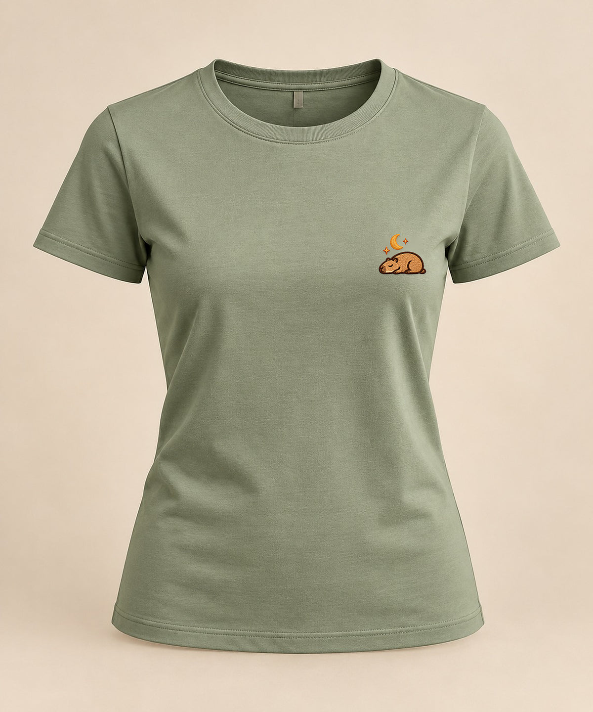 Astro_Mellowbara – neutrales Produktbild der Damen-T-Shirt-Stickerei