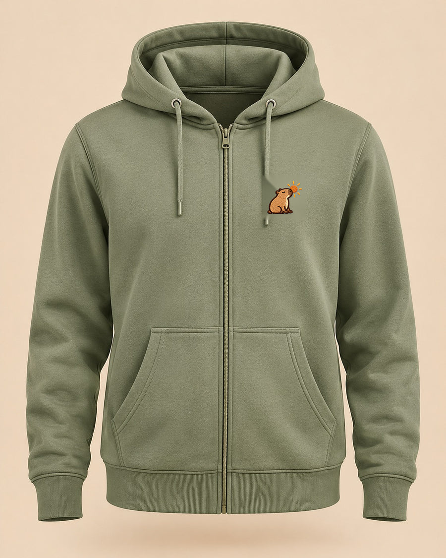 Sunny_Mellowbara – neutrales Produktbild der Sweatjacke mit kleiner Stickerei